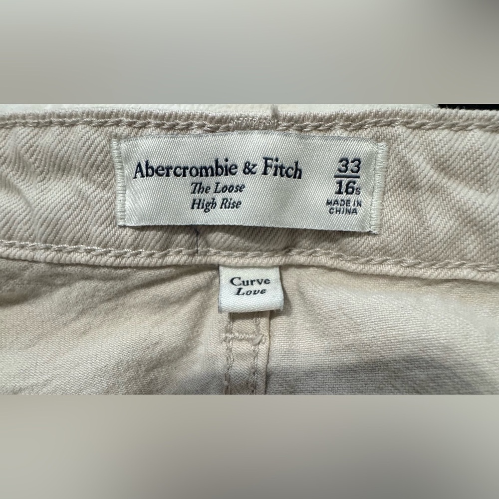 Abercrombie & Fitch Women Cream Curve Love Cotton Cargo
Pants Size 33/16L27Long - Picture 5 of 11